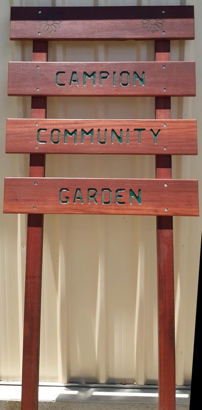 Campion Community Garden sign. Contact Shed for high resolution version.